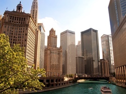 USA, Rzeka, Wieżowce, Chicago